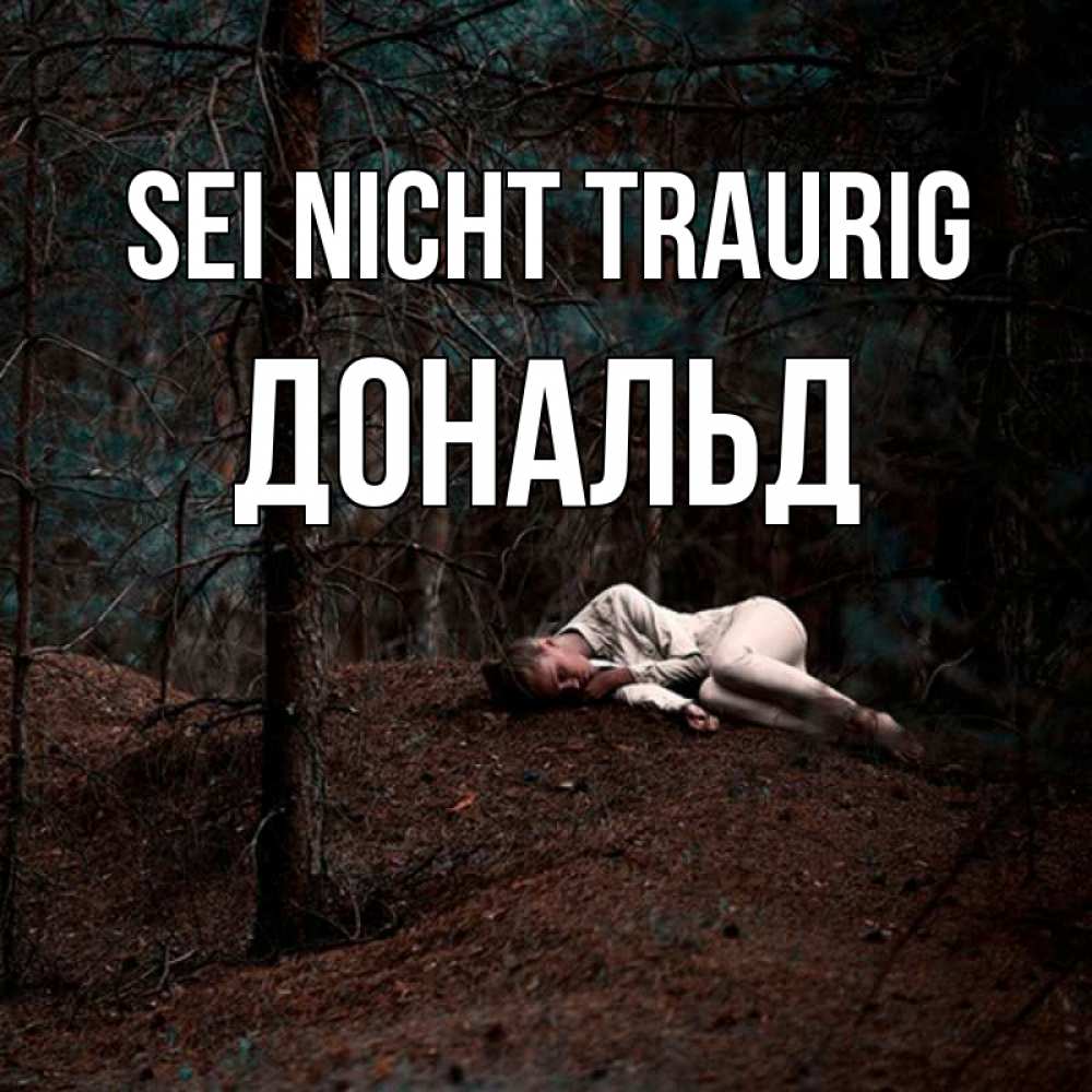 Открытка на каждый день с именем, Дональд Sei nicht traurig лес Прикольная открытка с пожеланием онлайн скачать бесплатно 