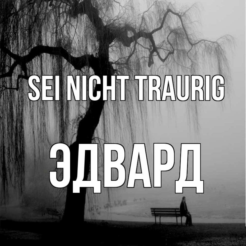 Открытка на каждый день с именем, Эдвард Sei nicht traurig висящие ветки дерева и лавочка под деревом Прикольная открытка с пожеланием онлайн скачать бесплатно 