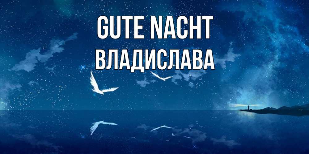 Открытка на каждый день с именем, Владислава Gute Nacht птицы летят на фоне ночного неба Прикольная открытка с пожеланием онлайн скачать бесплатно 