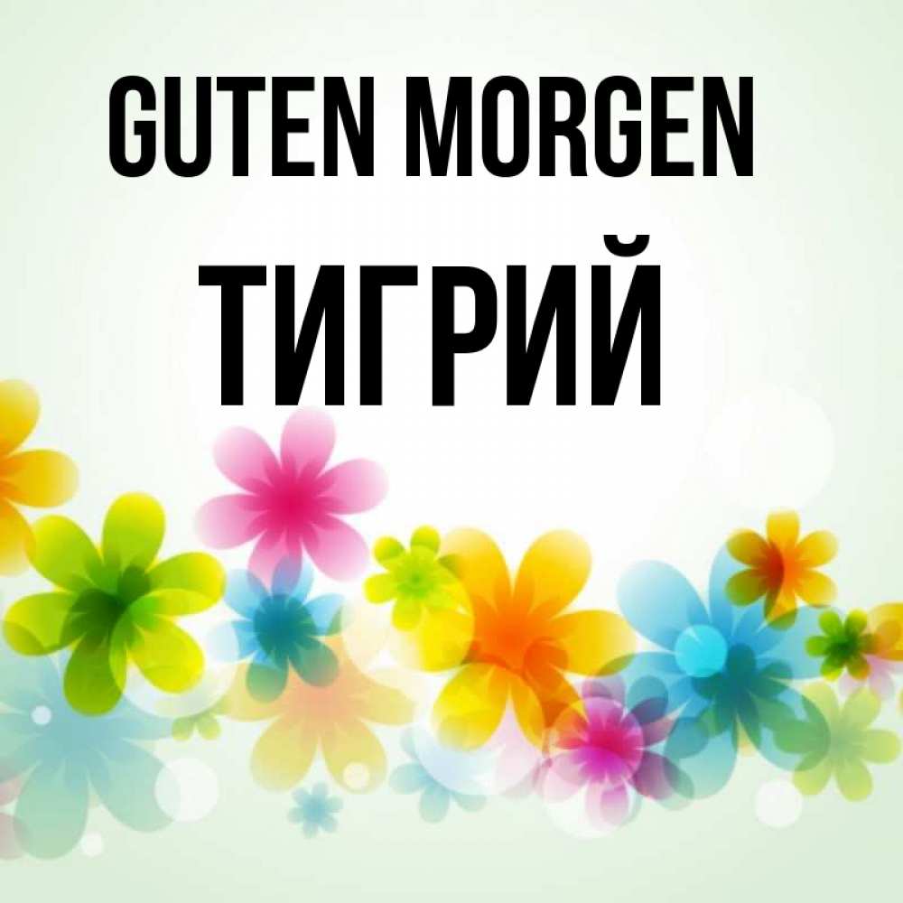 Открытка на каждый день с именем, Тигрий Guten Morgen позитивные цветочки Прикольная открытка с пожеланием онлайн скачать бесплатно 