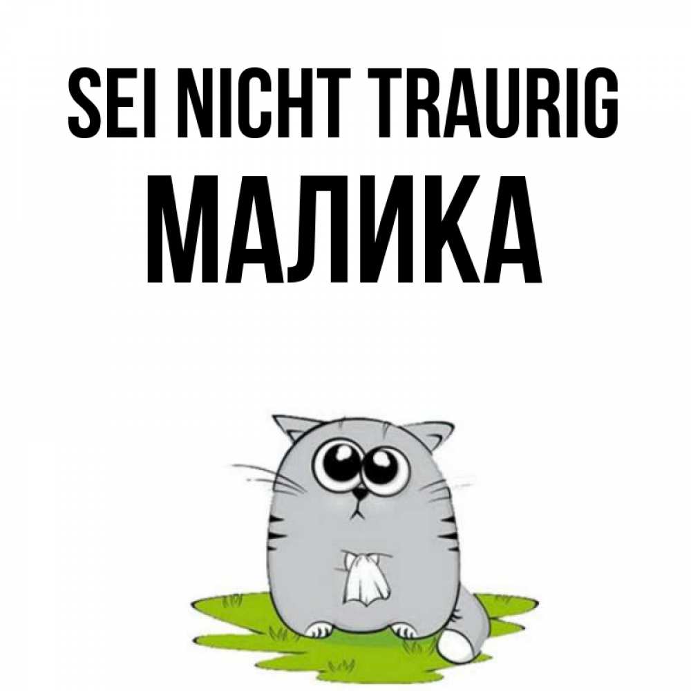 Открытка на каждый день с именем, Малика Sei nicht traurig грустный котяра Прикольная открытка с пожеланием онлайн скачать бесплатно 