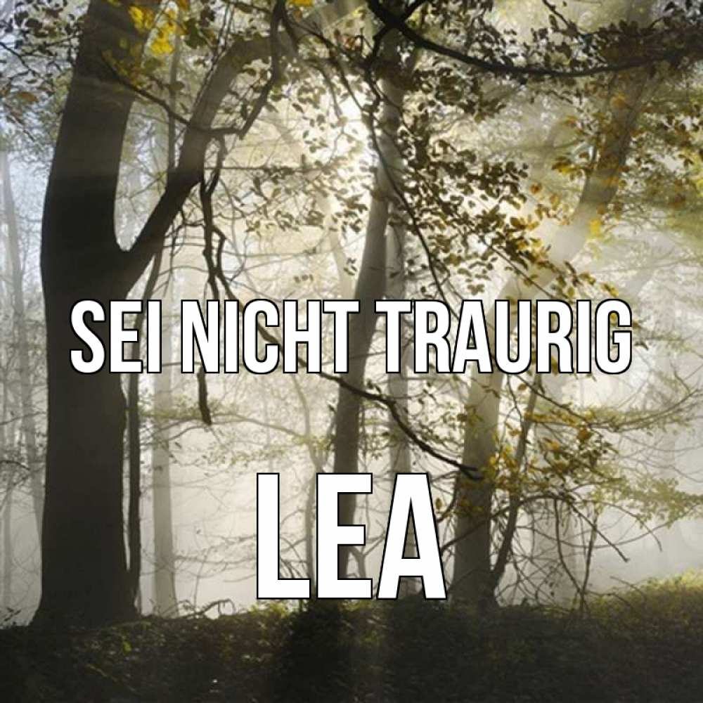 Открытка на каждый день с именем, Lea Sei nicht traurig лес и свет Прикольная открытка с пожеланием онлайн скачать бесплатно 