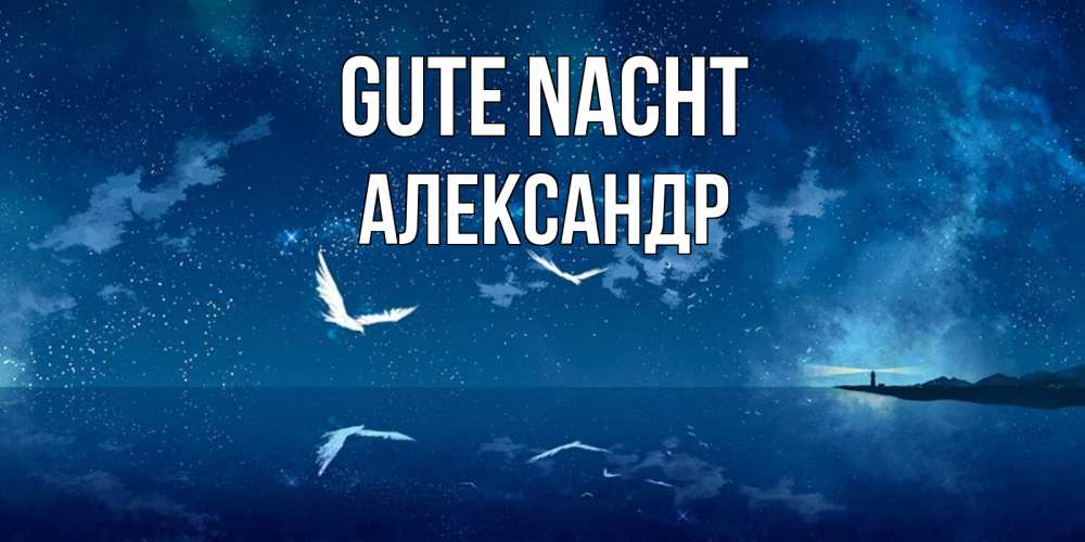 Открытка на каждый день с именем, Александр Gute Nacht птицы летят на фоне ночного неба Прикольная открытка с пожеланием онлайн скачать бесплатно 