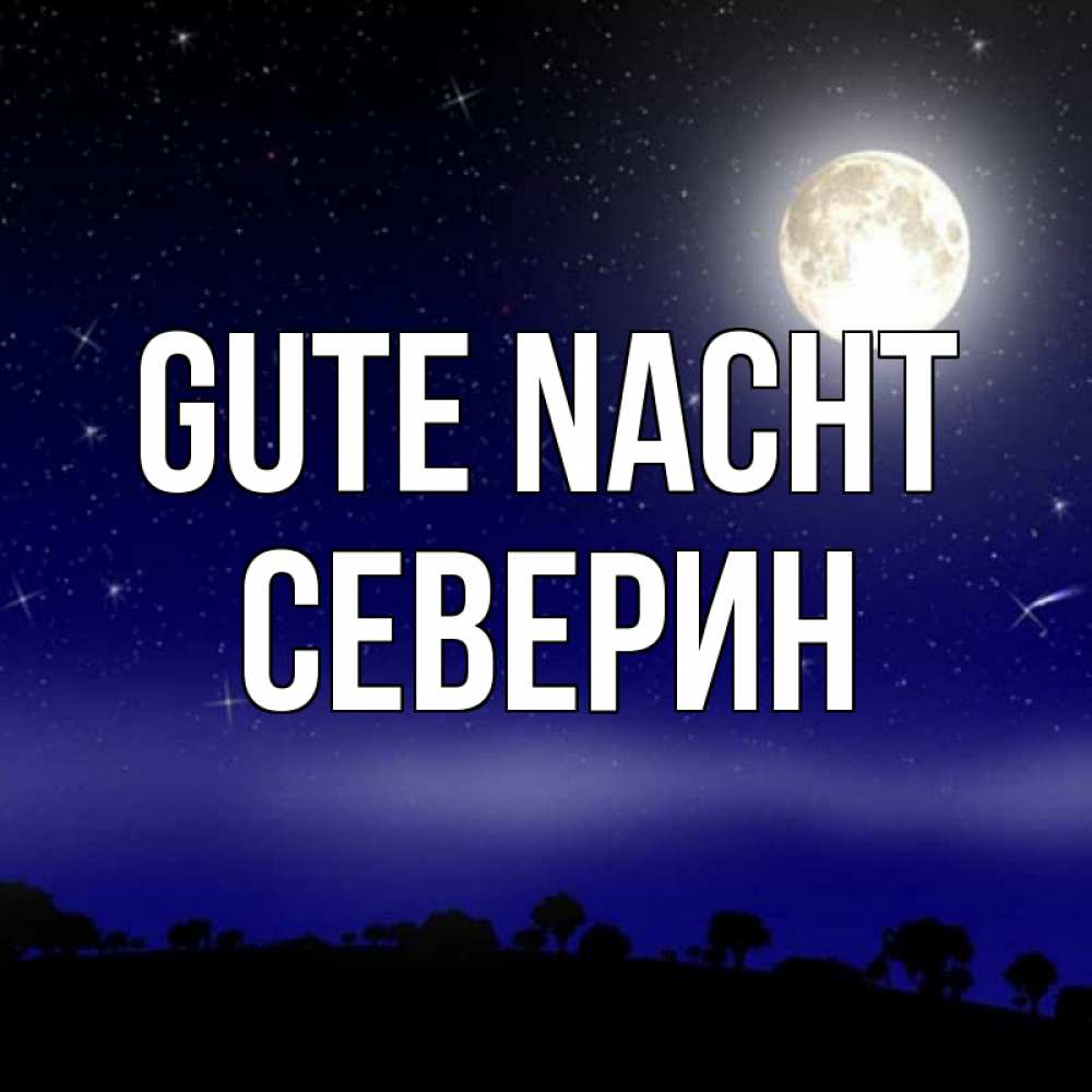 Открытка на каждый день с именем, Северин Gute Nacht ночное небо и лесная опушка при свете луны Прикольная открытка с пожеланием онлайн скачать бесплатно 