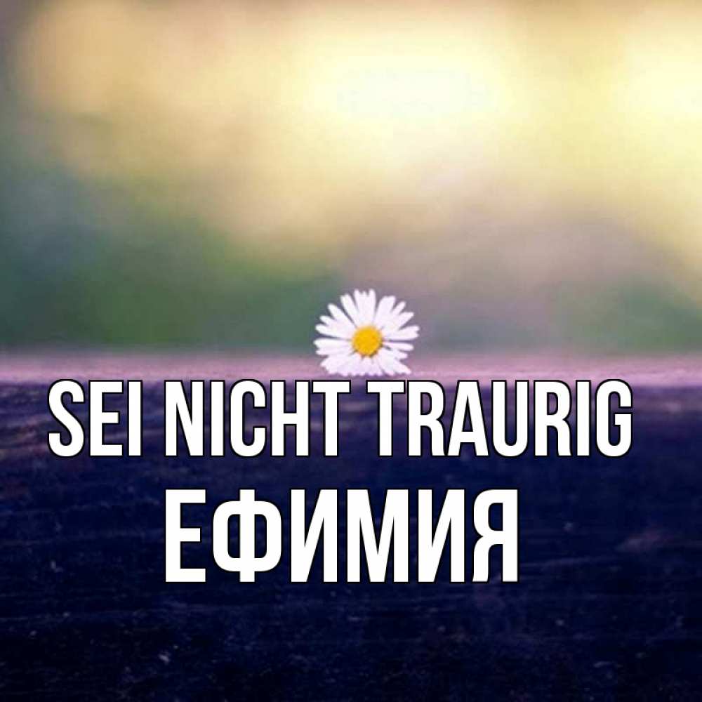 Открытка на каждый день с именем, Ефимия Sei nicht traurig красота Прикольная открытка с пожеланием онлайн скачать бесплатно 