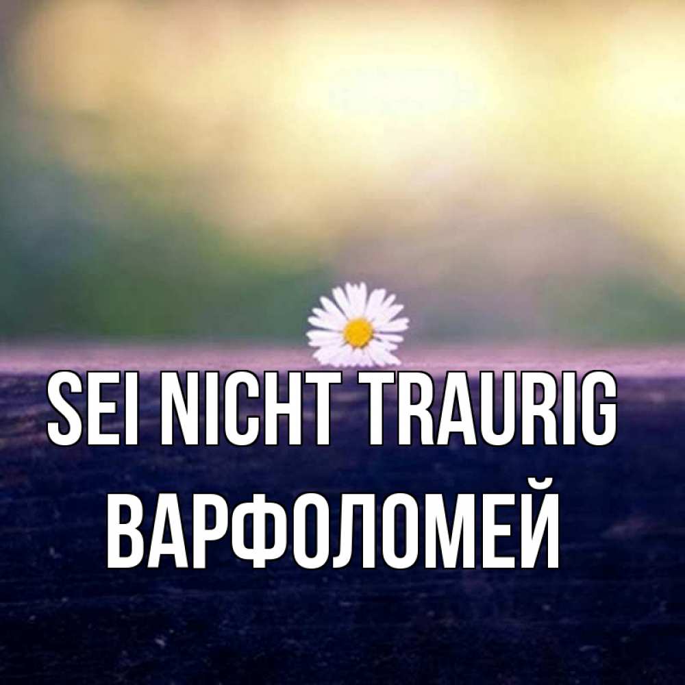 Открытка на каждый день с именем, Варфоломей Sei nicht traurig красота Прикольная открытка с пожеланием онлайн скачать бесплатно 