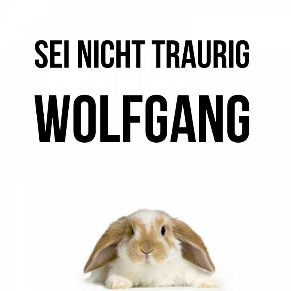 Открытка на каждый день с именем, Wolfgang Sei nicht traurig коричнево белый заяц с большими ушками Прикольная открытка с пожеланием онлайн скачать бесплатно 
