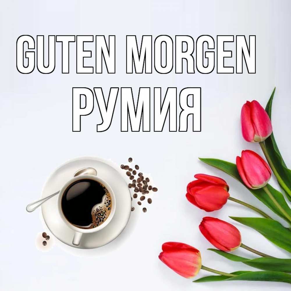 Открытка на каждый день с именем, Румия Guten Morgen красное блюдце Прикольная открытка с пожеланием онлайн скачать бесплатно 