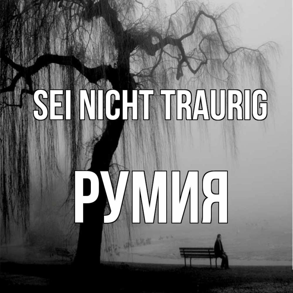 Открытка на каждый день с именем, Румия Sei nicht traurig висящие ветки дерева и лавочка под деревом Прикольная открытка с пожеланием онлайн скачать бесплатно 