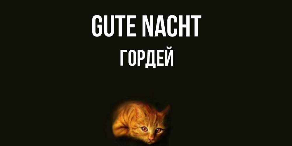 Открытка на каждый день с именем, Гордей Gute Nacht кот Прикольная открытка с пожеланием онлайн скачать бесплатно 