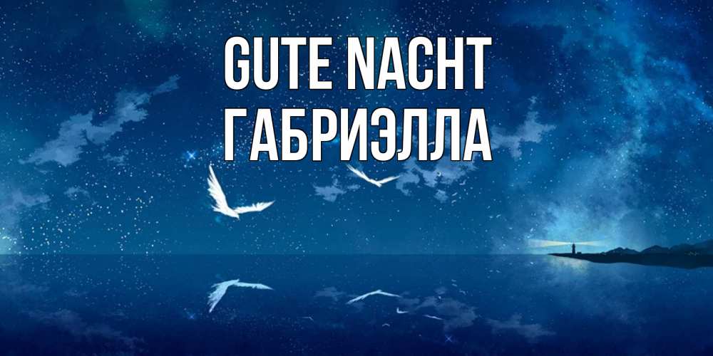 Открытка на каждый день с именем, Габриэлла Gute Nacht птицы летят на фоне ночного неба Прикольная открытка с пожеланием онлайн скачать бесплатно 