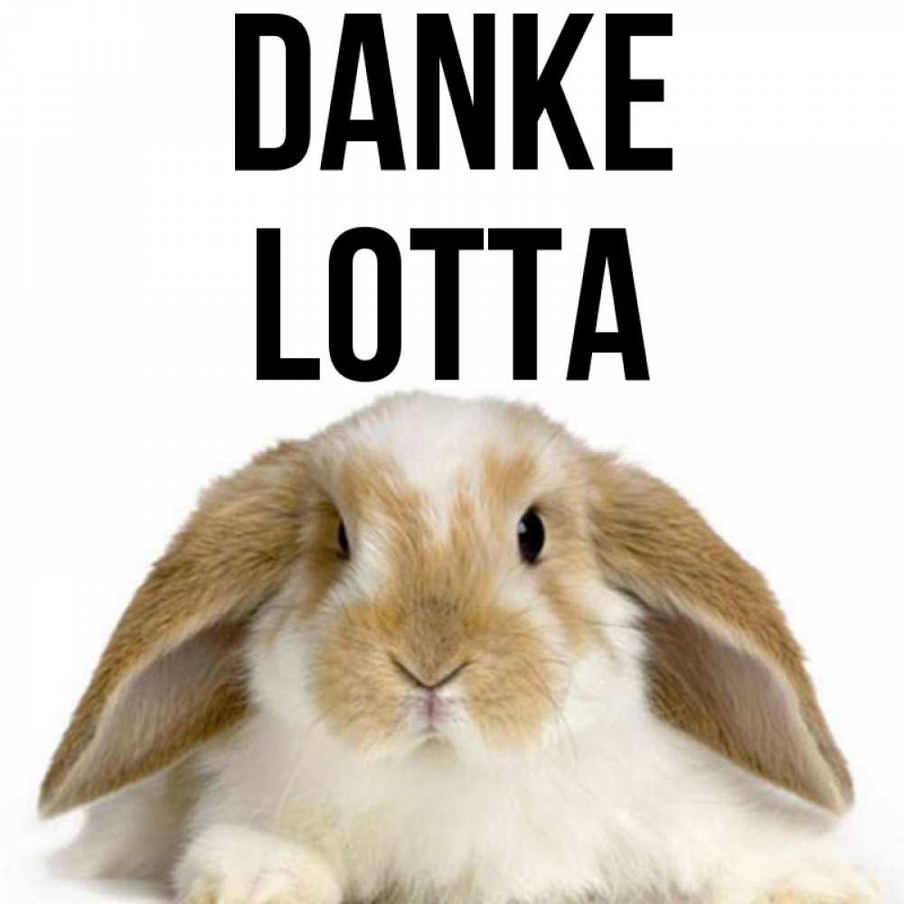 Открытка на каждый день с именем, Lotta Danke коричнево белый заяц Прикольная открытка с пожеланием онлайн скачать бесплатно 