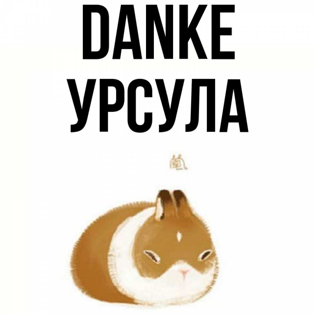 Открытка на каждый день с именем, Урсула Danke коричнево белый домашний питомец Прикольная открытка с пожеланием онлайн скачать бесплатно 