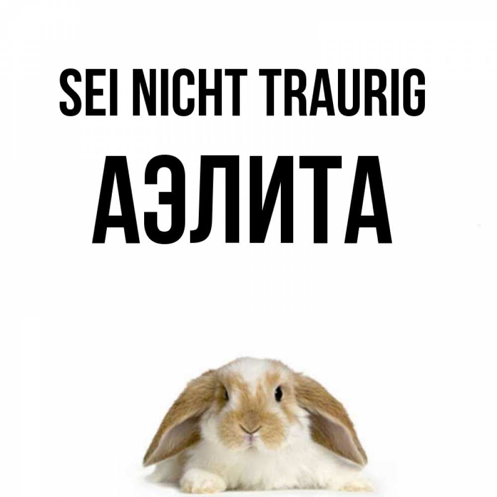 Открытка на каждый день с именем, Аэлита Sei nicht traurig коричнево белый заяц с большими ушками Прикольная открытка с пожеланием онлайн скачать бесплатно 