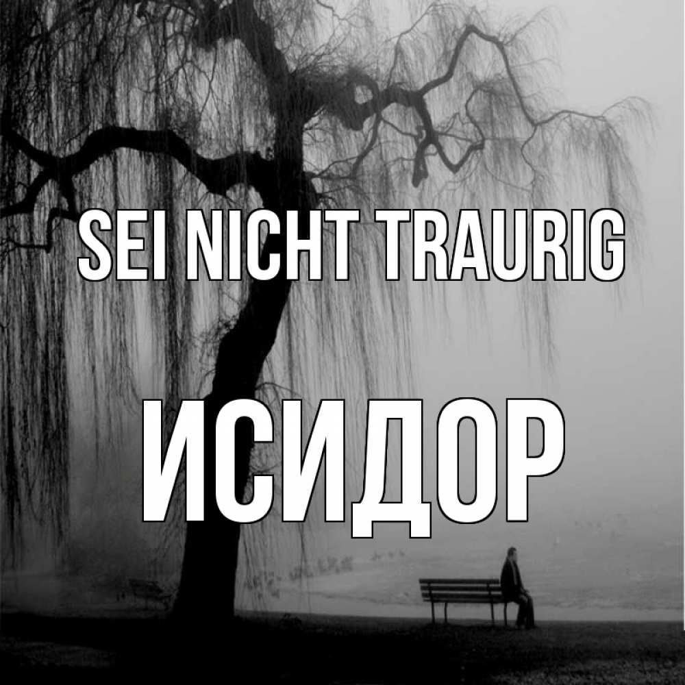 Открытка на каждый день с именем, Исидор Sei nicht traurig висящие ветки дерева и лавочка под деревом Прикольная открытка с пожеланием онлайн скачать бесплатно 