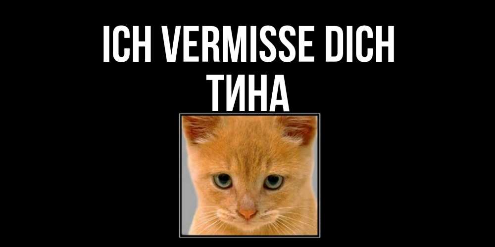 Открытка на каждый день с именем, Тина Ich vermisse dich открытки рыжий котенок скучает по тебе Прикольная открытка с пожеланием онлайн скачать бесплатно 
