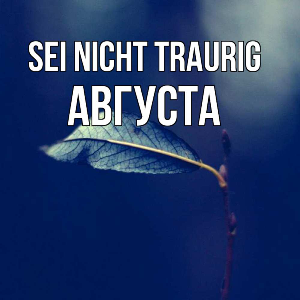 Открытка на каждый день с именем, Августа Sei nicht traurig растение Прикольная открытка с пожеланием онлайн скачать бесплатно 