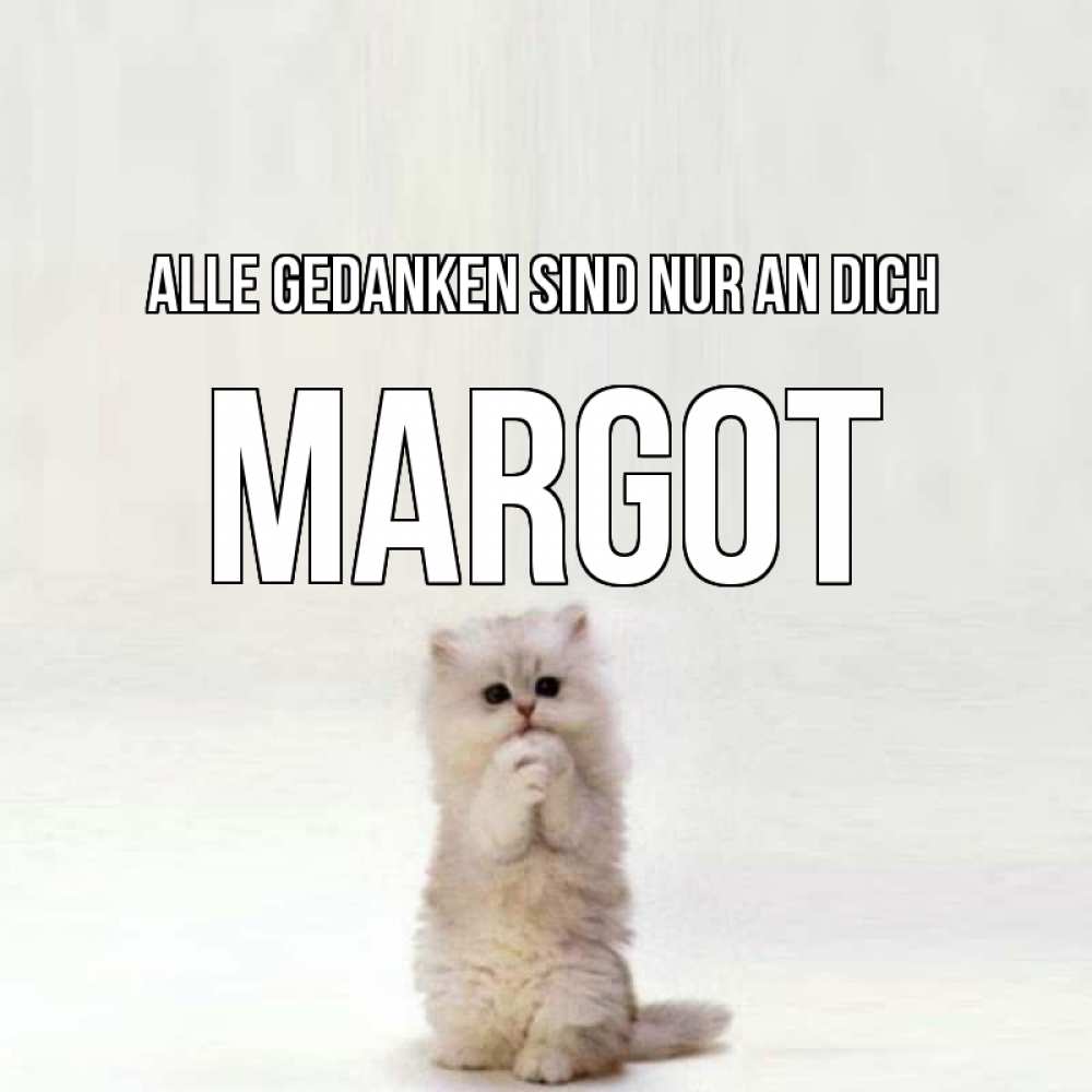 Открытка на каждый день с именем, Margot Alle Gedanken sind nur an dich кот стоит на задних лапах Прикольная открытка с пожеланием онлайн скачать бесплатно 