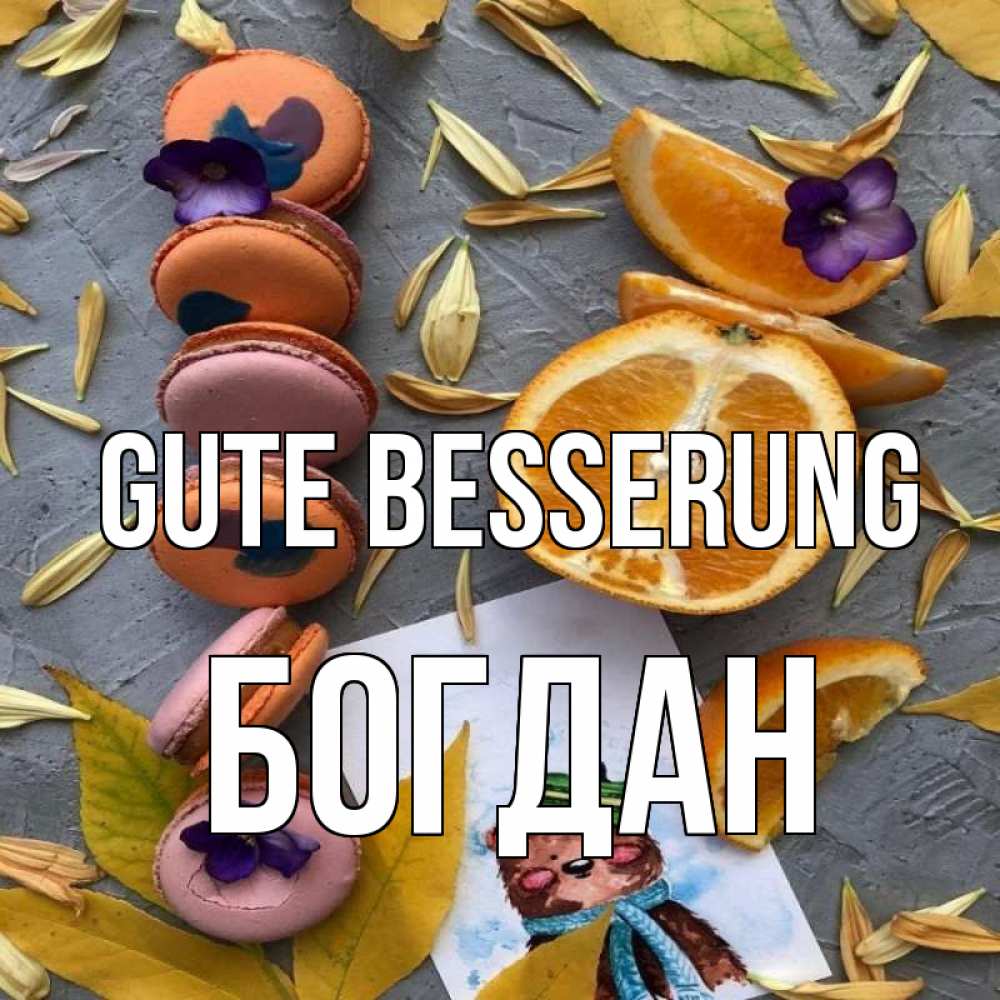 Открытка на каждый день с именем, Богдан Gute Besserung не болейте Прикольная открытка с пожеланием онлайн скачать бесплатно 