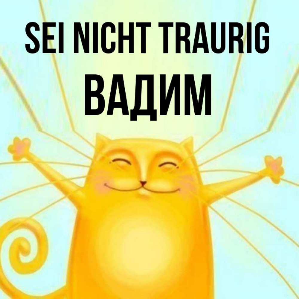 Открытка на каждый день с именем, Вадим Sei nicht traurig обнимашки усатые Прикольная открытка с пожеланием онлайн скачать бесплатно 