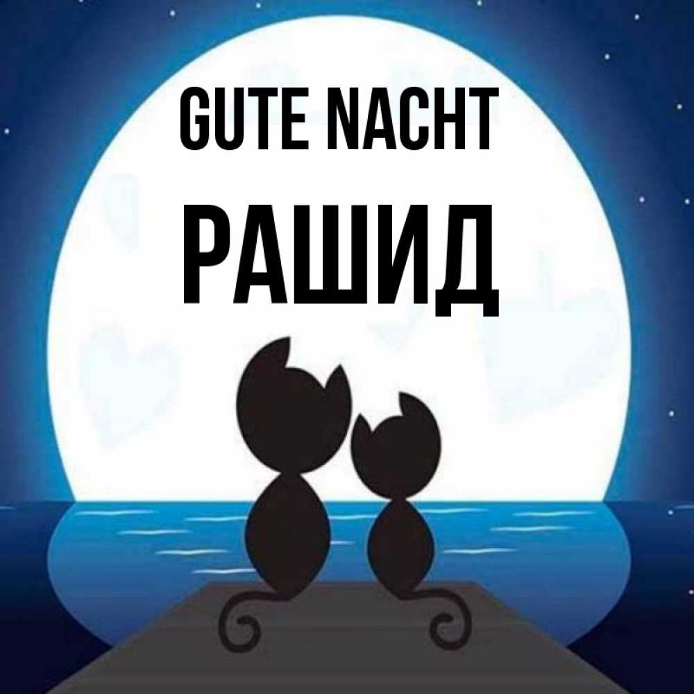 Открытка на каждый день с именем, Рашид Gute Nacht луна море мост Прикольная открытка с пожеланием онлайн скачать бесплатно 