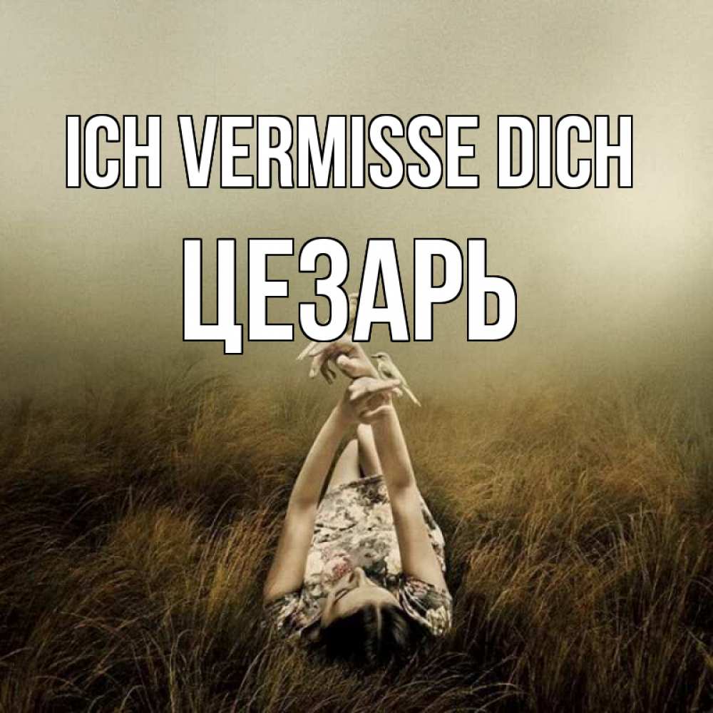 Открытка на каждый день с именем, Цезарь Ich vermisse dich девушка с голубями Прикольная открытка с пожеланием онлайн скачать бесплатно 