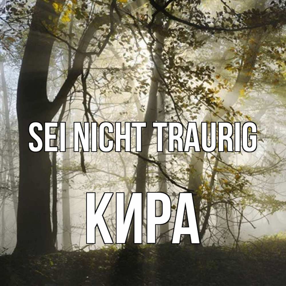 Открытка на каждый день с именем, Кира Sei nicht traurig лес и свет Прикольная открытка с пожеланием онлайн скачать бесплатно 