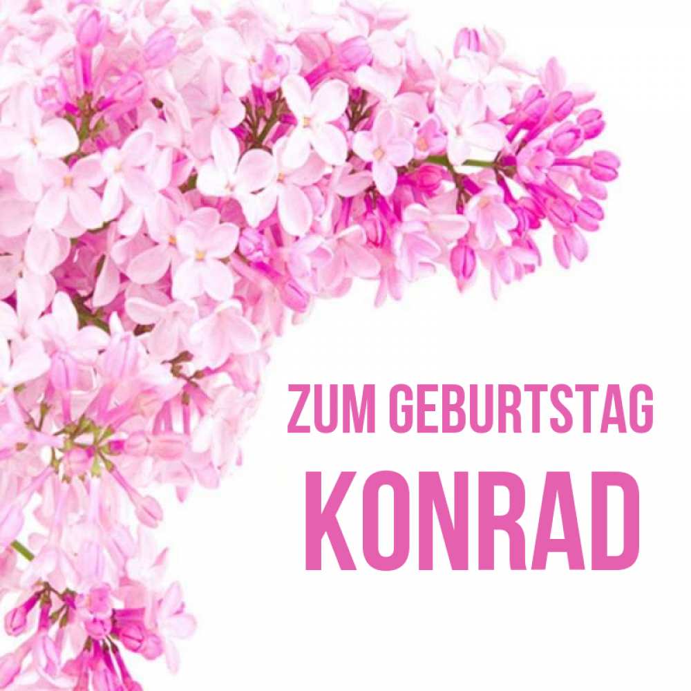 Открытка на каждый день с именем, Konrad Zum Geburtstag Сирень на белом фоне Прикольная открытка с пожеланием онлайн скачать бесплатно 