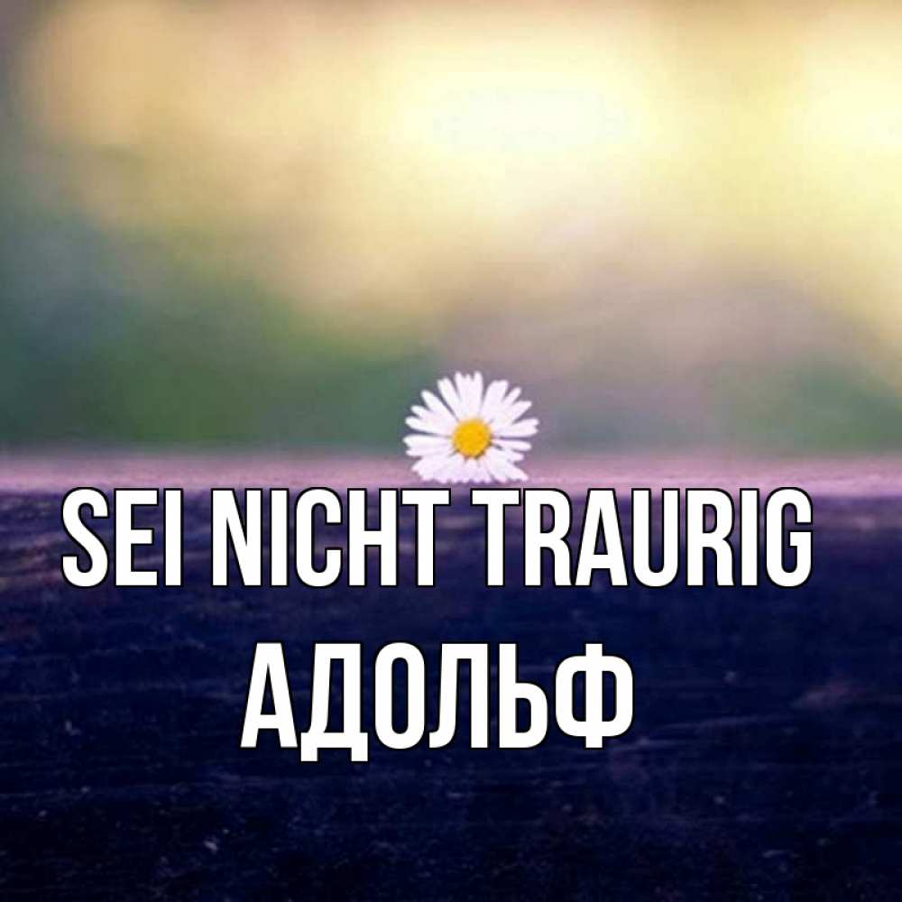 Открытка на каждый день с именем, Адольф Sei nicht traurig красота Прикольная открытка с пожеланием онлайн скачать бесплатно 