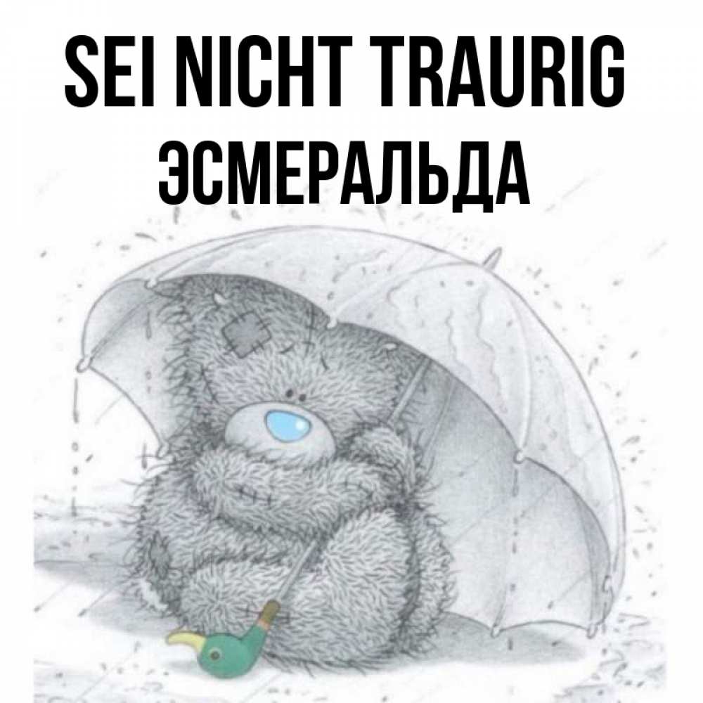 Открытка на каждый день с именем, Эсмеральда Sei nicht traurig спасите мишку Тедди Прикольная открытка с пожеланием онлайн скачать бесплатно 