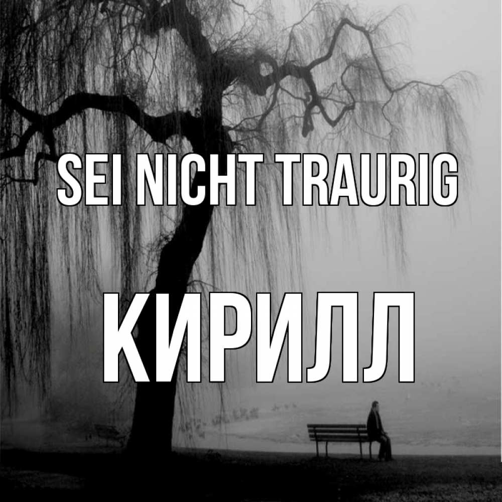Открытка на каждый день с именем, Кирилл Sei nicht traurig висящие ветки дерева и лавочка под деревом Прикольная открытка с пожеланием онлайн скачать бесплатно 
