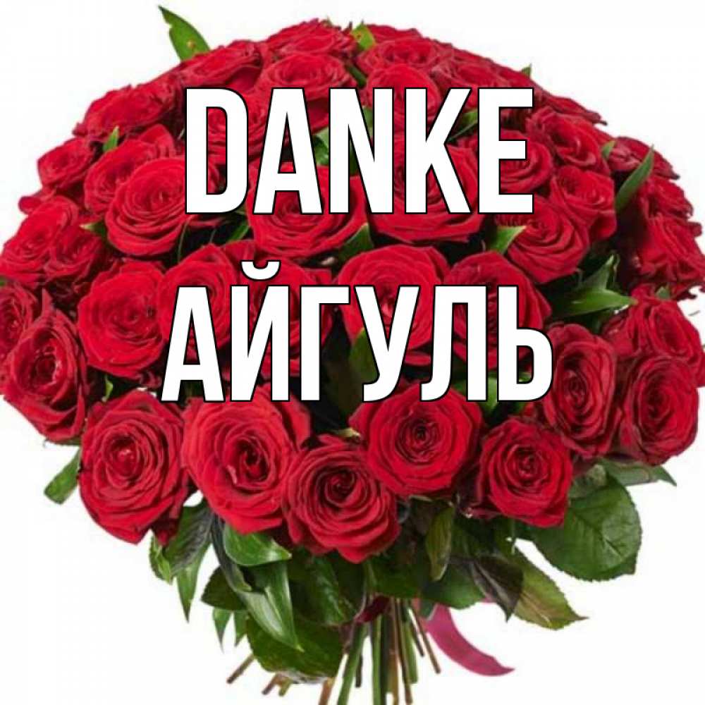 Открытка на каждый день с именем, Айгуль Danke букет красных роз Прикольная открытка с пожеланием онлайн скачать бесплатно 