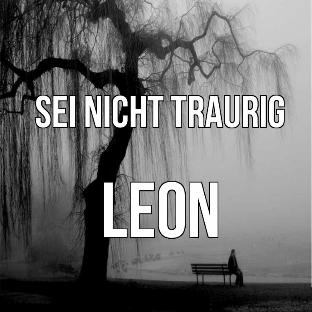 Открытка на каждый день с именем, Leon Sei nicht traurig висящие ветки дерева и лавочка под деревом Прикольная открытка с пожеланием онлайн скачать бесплатно 