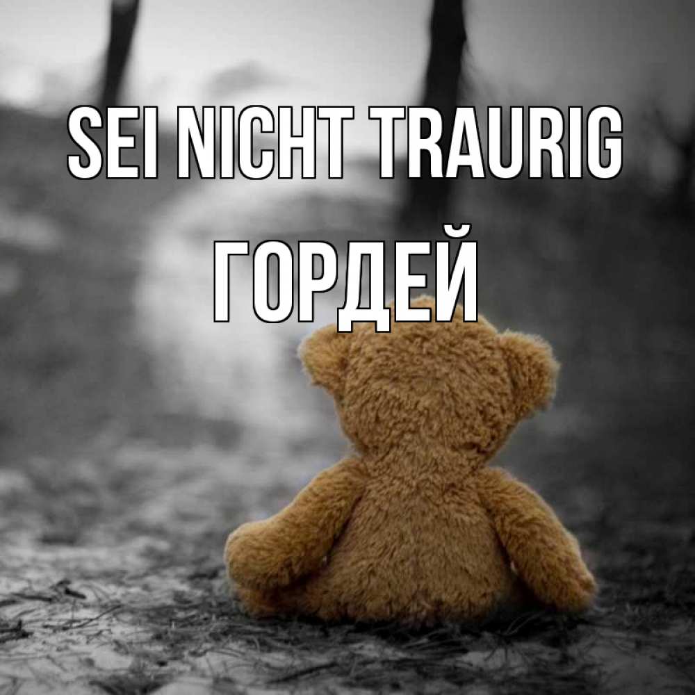 Открытка на каждый день с именем, Гордей Sei nicht traurig медведь со спин Прикольная открытка с пожеланием онлайн скачать бесплатно 