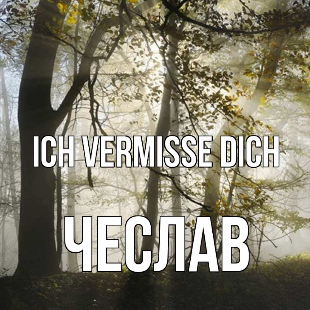 Открытка на каждый день с именем, Чеслав Ich vermisse dich грустно Прикольная открытка с пожеланием онлайн скачать бесплатно 