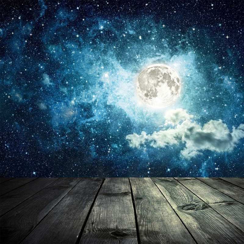 Открытка деревья  луна  Gute Nacht 