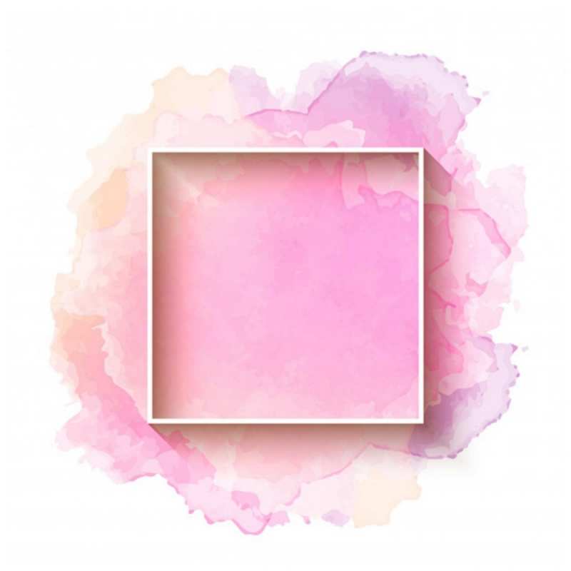 Открытка акварель розовая  рамка  Ich wünsche dir viel Glück 