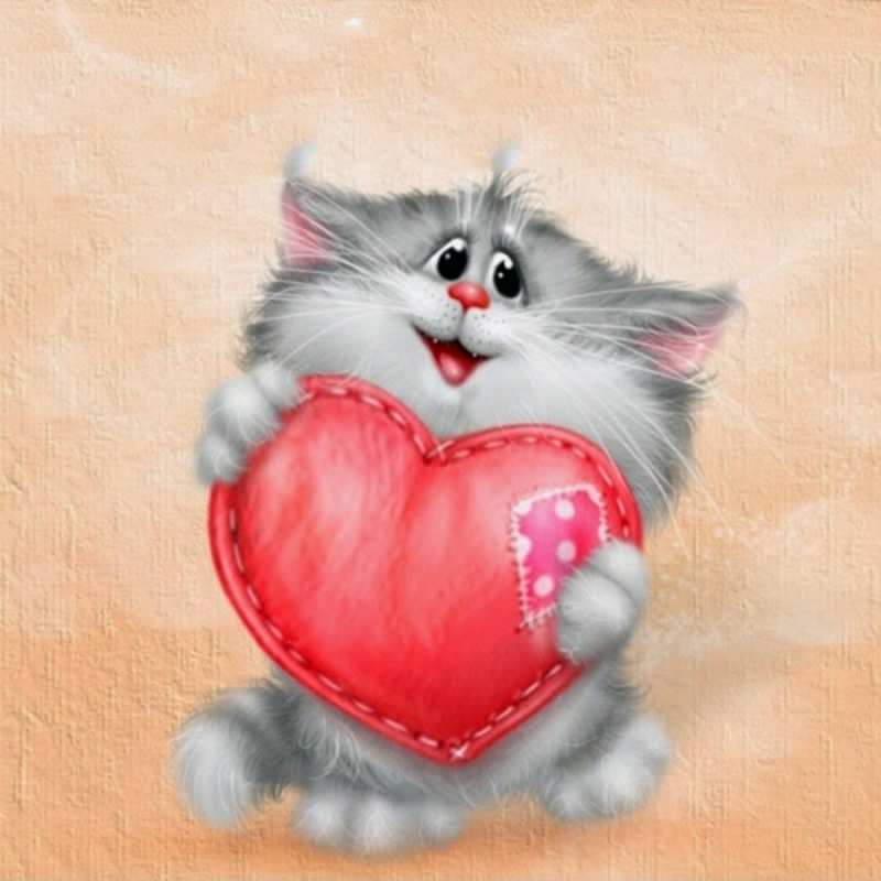 Открытка для тебя пушистое чудо  сердце с заплаткой  Ich liebe dich 