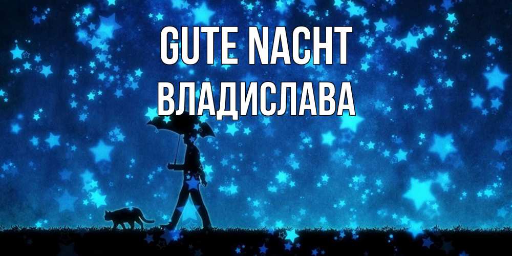 Открытка на каждый день с именем, Владислава Gute Nacht ночные прогулки с котом под звездами Прикольная открытка с пожеланием онлайн скачать бесплатно 