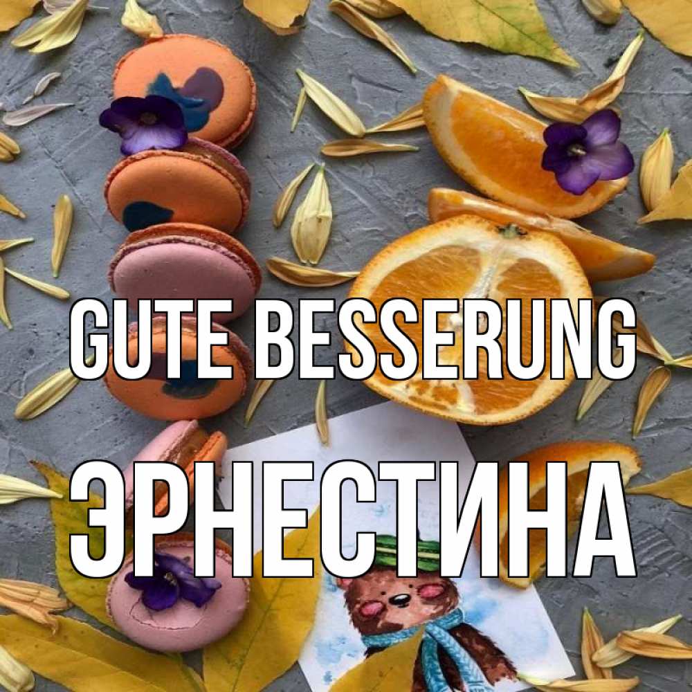 Открытка на каждый день с именем, Эрнестина Gute Besserung не болейте Прикольная открытка с пожеланием онлайн скачать бесплатно 