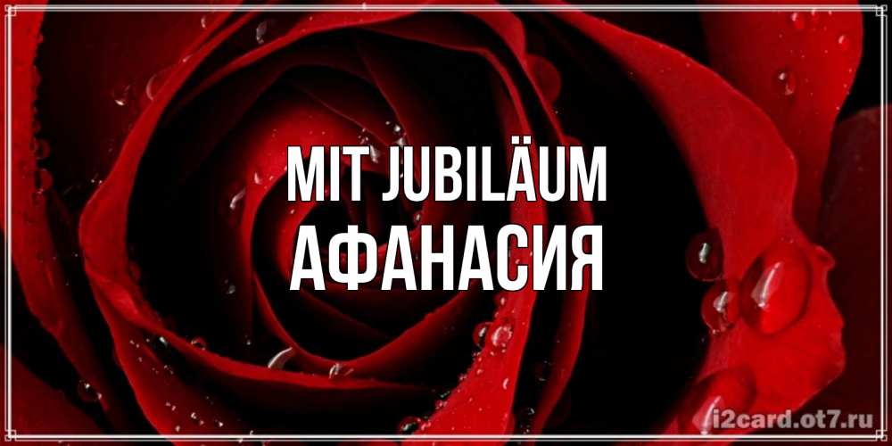 Открытка на каждый день с именем, Афанасия Mit Jubiläum крупная бордовая роза Прикольная открытка с пожеланием онлайн скачать бесплатно 