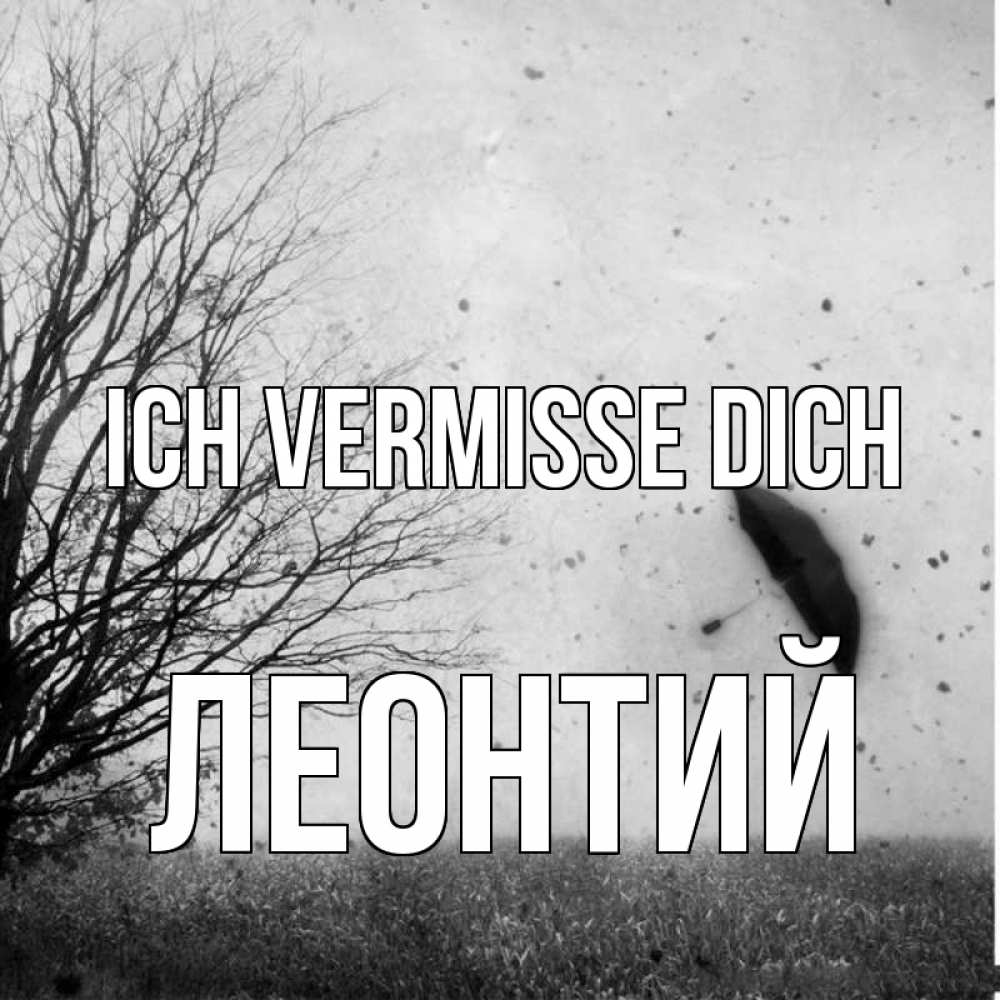 Открытка на каждый день с именем, Леонтий Ich vermisse dich зонт летит Прикольная открытка с пожеланием онлайн скачать бесплатно 