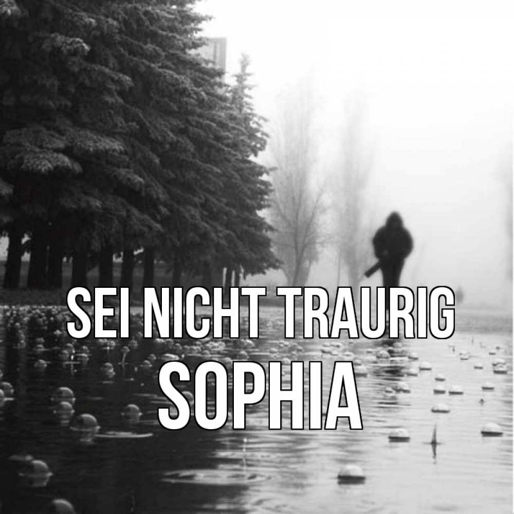 Открытка на каждый день с именем, Sophia Sei nicht traurig улица под дождем Прикольная открытка с пожеланием онлайн скачать бесплатно 