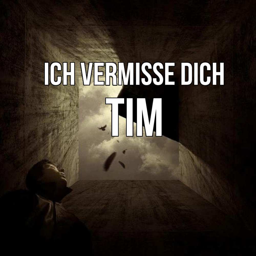 Открытка на каждый день с именем, Tim Ich vermisse dich тут Прикольная открытка с пожеланием онлайн скачать бесплатно 