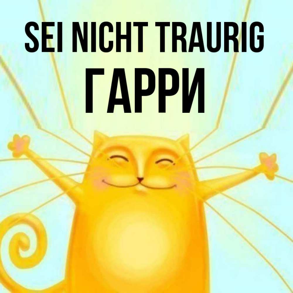 Открытка на каждый день с именем, Гарри Sei nicht traurig обнимашки усатые Прикольная открытка с пожеланием онлайн скачать бесплатно 