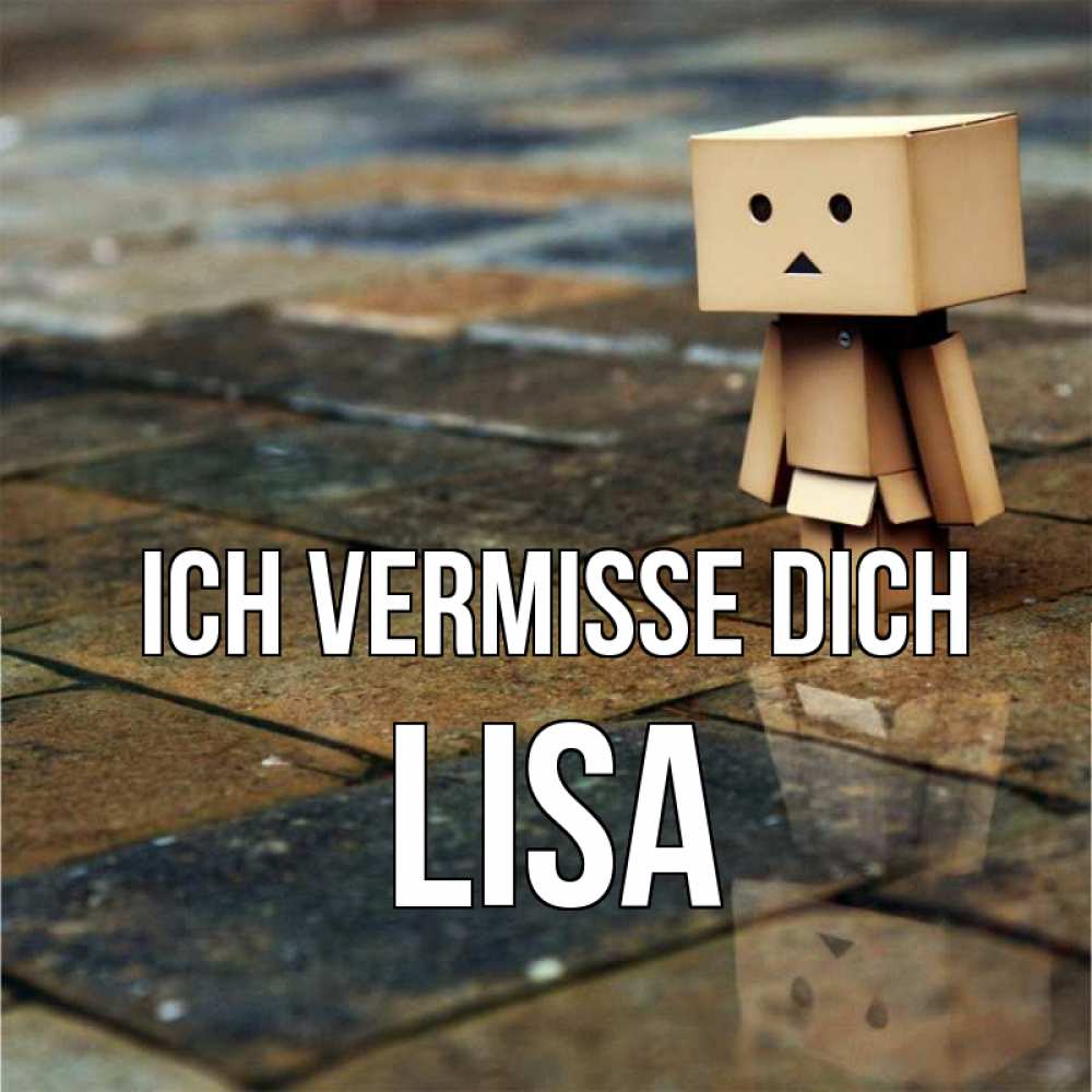 Открытка на каждый день с именем, Lisa Ich vermisse dich куколка из картона в стиле майнкрафт Прикольная открытка с пожеланием онлайн скачать бесплатно 