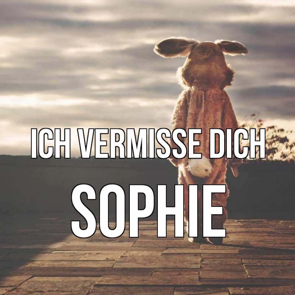 Открытка на каждый день с именем, Sophie Ich vermisse dich даже в костюме зайца Прикольная открытка с пожеланием онлайн скачать бесплатно 