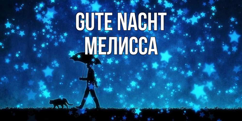 Открытка на каждый день с именем, Мелисса Gute Nacht ночные прогулки с котом под звездами Прикольная открытка с пожеланием онлайн скачать бесплатно 