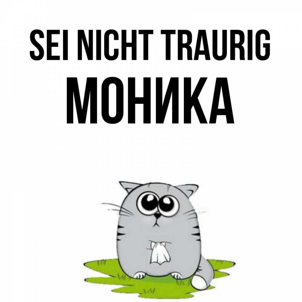 Открытка на каждый день с именем, Моника Sei nicht traurig грустный котяра Прикольная открытка с пожеланием онлайн скачать бесплатно 