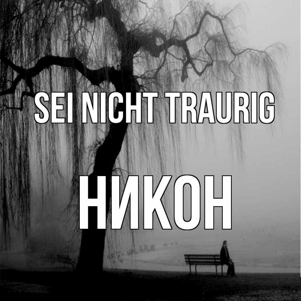 Открытка на каждый день с именем, Никон Sei nicht traurig висящие ветки дерева и лавочка под деревом Прикольная открытка с пожеланием онлайн скачать бесплатно 